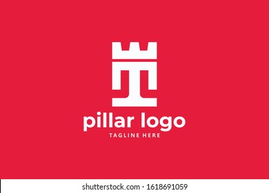 pillar castle logo icon vector isolated