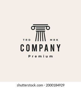 pillar column greek ionic hipster vintage logo vector icon illustration