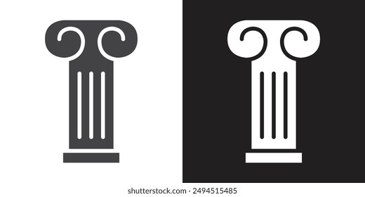 Pillar column icon Flat set in black and white color outline vector