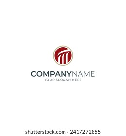 Pillar or column logo in circle emblem