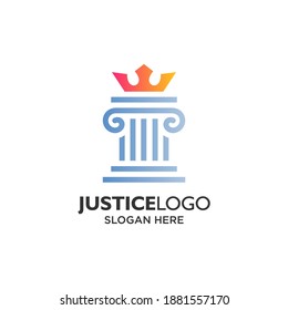 Pillar and crown for law logo design template	
