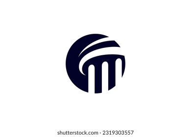 Pillar design logo template in circle shape