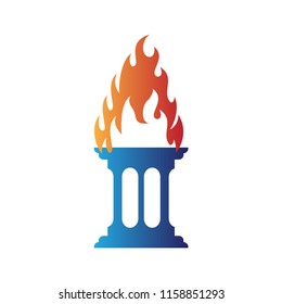 Pillar and Fire flame logo icon vector