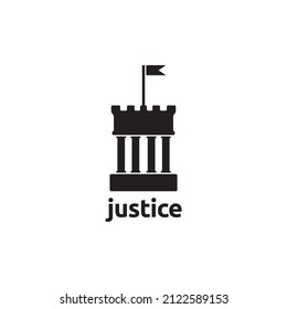 pillar with flag law logo design, vector graphic symbol icon illustration creative idea