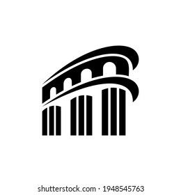 Pillare flache Logo-Vorlage einsatzbereit, geeignet für Rechtssymbol, Justizsymbol, Baubau, alte Architektur, Universität u.a.