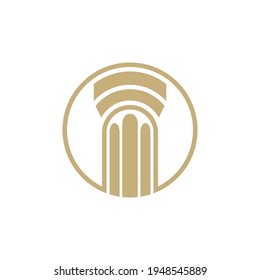 Pillar flat logo template ready for use, suitable for law symbol, justice icon, building construction, old architecture, university and others