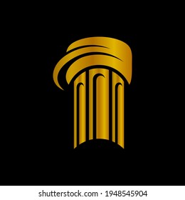 Plantilla de logotipo plano del pilar lista para su uso, adecuada para el símbolo de la ley, icono de la justicia, construcción de edificios, arquitectura antigua, universidad y otros