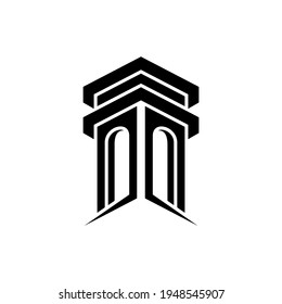 Pillar flat logo template ready for use, suitable for law symbol, justice icon, building construction, old architecture, university and others