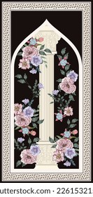 pillar floral pattern prayer rug sj050