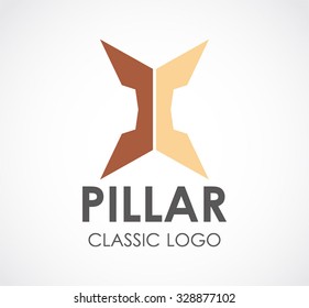 Pillar of history and classic building abstract vector and logo design or template tourism business icon of company identity symbol concept