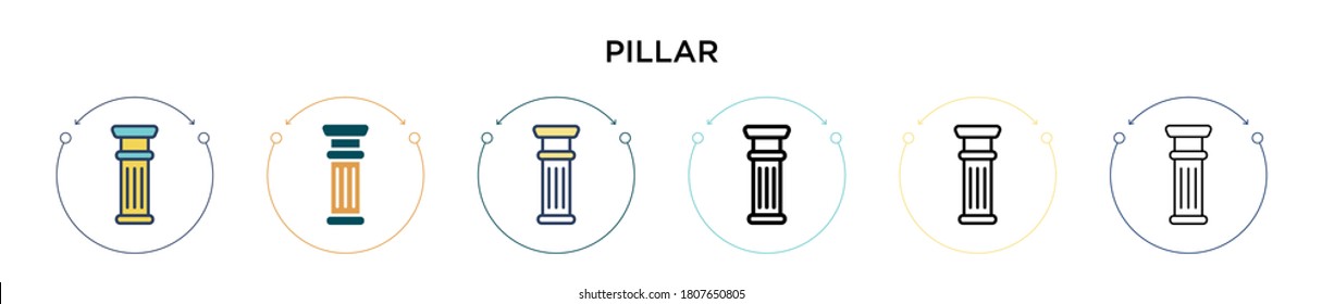 Pillar Icon In Filled, Thin Line, Outline And Stroke Style. Vector Illustration Of Two Colored And Black Pillar Vector Icons Designs Can Be Used For Mobile, Ui, Web