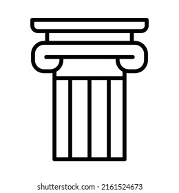 Pillar Icon. Line Art Style Design Isolated On White Background