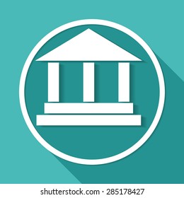 pillar icon on white circle with a long shadow