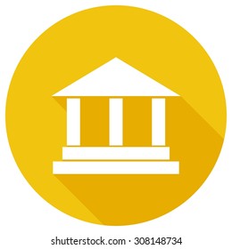 pillar icon on white circle with a long shadow