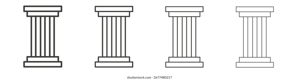 Símbolo do ícone de pilar. Ilustração isolada de vetor.