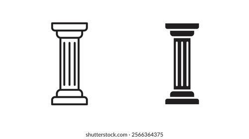 Pillar icons in line stroke and flat versions