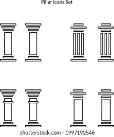 Pillar Icons Set Isolated On White Background. Pillar Icon Trendy And Modern Pillar Symbol For Logo, Web, App, UI. Pillar Icon Simple Sign.