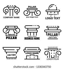 Pillar icons set. Outline set of pillar vector icons for web design isolated on white background