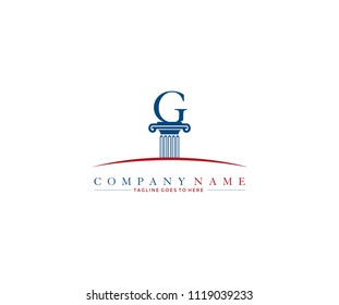 Pillar with initial letter G logo design template 