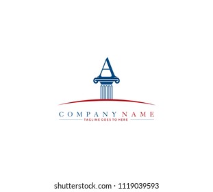 Pillar with initial letter A logo design template 