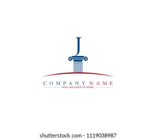 Pillar J logo design template 