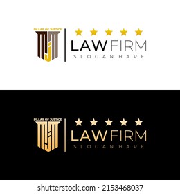 Pillar of justice logo with flat and simple style, line icon