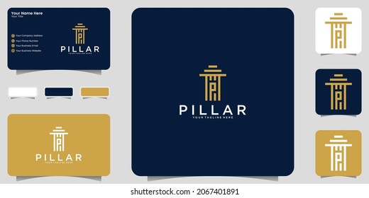 pillar of justice logo with initial letter P and business card