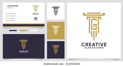 pillar and latter g logo design with creative concept