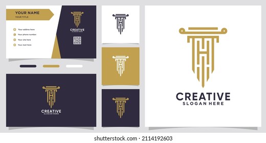 pillar and latter h logo design with creative concept