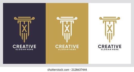 Pillar and latter X logo design with creative concept