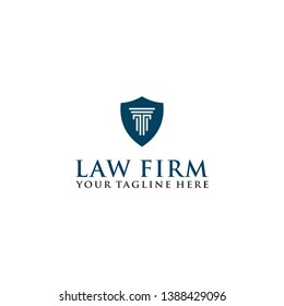 Pillar Law Legal Firm Logo And With Concept Shield Vector Design.