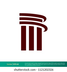 Illustration Design der Pillar Law Office Icon Vector Logo Vorlage. Vektor EPS10.