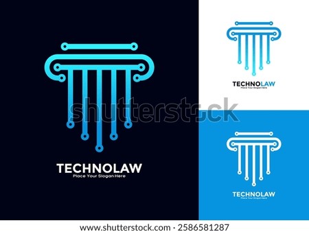 Pillar law technology digital logo vector design. Suitable for technology, digital, law, law firm, attorney