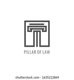 pillar of law within square, simple line art logo