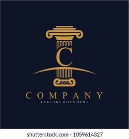Pillar with letter C logo