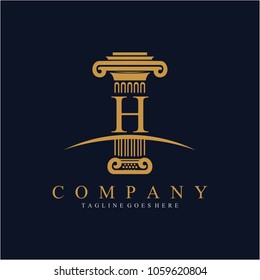 Pillar with letter H logo