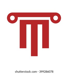 pillar and letter M logo vector.