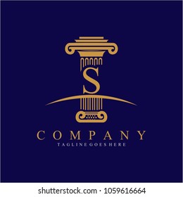 Pillar with letter S logo