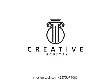 Pillar line art Logo template. Column Design Illustration