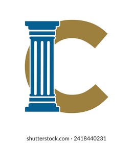 Pillar Logo combine with letter C vector template