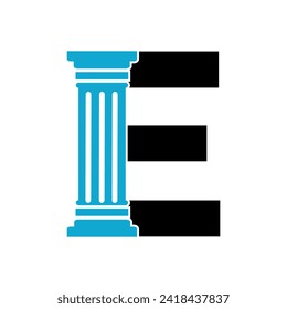 Pillar Logo combine with letter E vector template