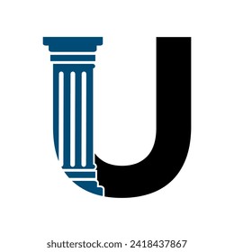 Logotipo del pilar combinado con la plantilla del vector U de letra