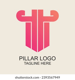 Pillar logo design simple concept Premium Vector