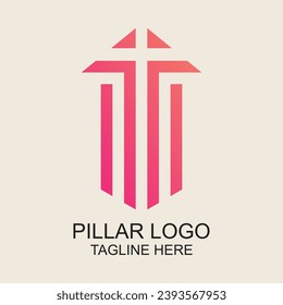 Pillar logo design simple concept Premium Vector