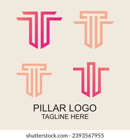 Pillar logo design simple concept Premium Vector