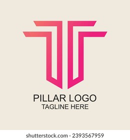 Pillar logo design simple concept Premium Vector