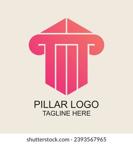 Pillar logo design simple concept Premium Vector