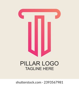 Pillar logo design simple concept Premium Vector
