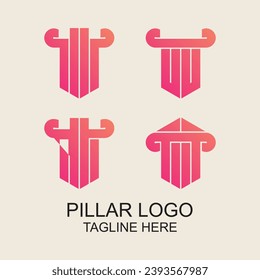 Pillar logo design simple concept Premium Vector