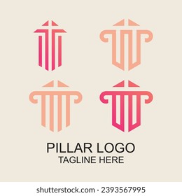 Pillar logo design simple concept Premium Vector